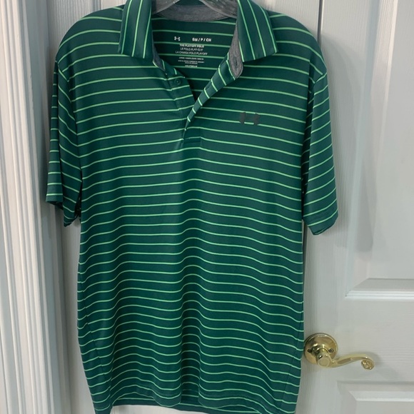 Under Armour Other - Under Armour The Playoff Polo Green Stripe Men’s SZ S